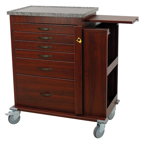 Wood Vinyl Wrapped Carts 6 Drawer Wood Vinyl Aluminum Emergency Cart with Side Cabinet WV6400SC - main